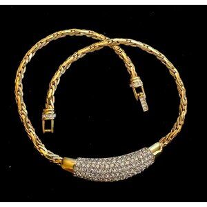 Vintage Swarovski Crystal Necklace choker gold tone